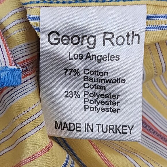 Georg Roth Yellow Stripe Cotton Blend Contrast Flip Cuff Shirt - Picture 6 of 6